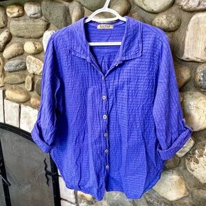 EzzE Wear 100% Cotton Purple Button Down Top